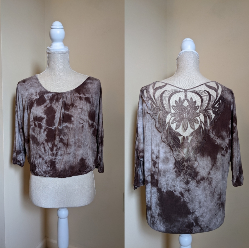 Copped‎ Lotus Tie-dye lace-back blouse